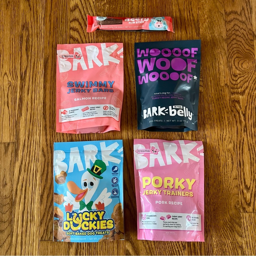 BARK Belly Dog Treats Salmon Turkey Pork Recipe Jerky Bars Soft Baked Dog Treats
